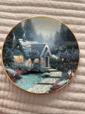 Knowles White Porcelain Collector Plate with Purple Script